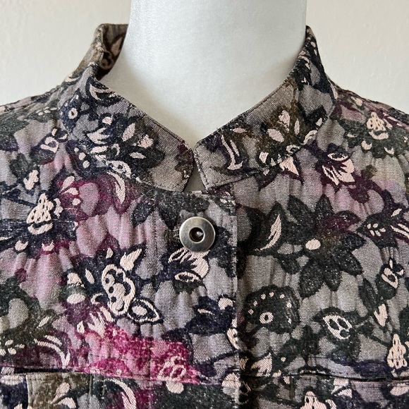 Womens Christopher & Banks Floral Jacket Size Large Button Down Pockets - Picture 5 of 11
